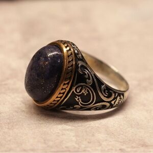 Vintage Natural Lapis Lazuli 925 Sterling Silver Ring